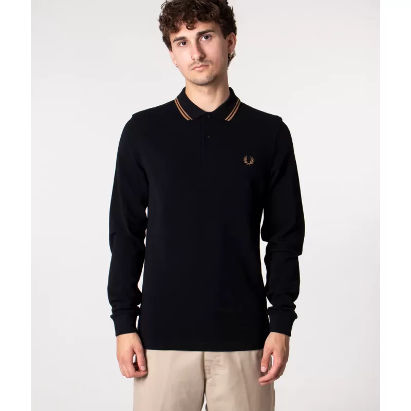 Fred Perry Polo Μακρυμάνικο Ανδρικό The Fred Perry Shirt M3636-Q27 Μαύρο