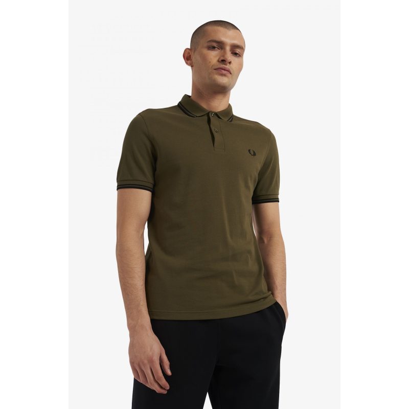 Fred Perry Ανδρική Μπλούζα Twin Tipped Polo M3600-Q41 Λαδί