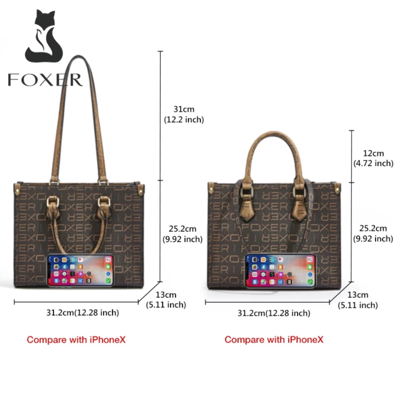 Δερμάτινη Γυναικεία Τσάντα PVC Shopper ‘Ωμου Foxer 9140098F καφέ