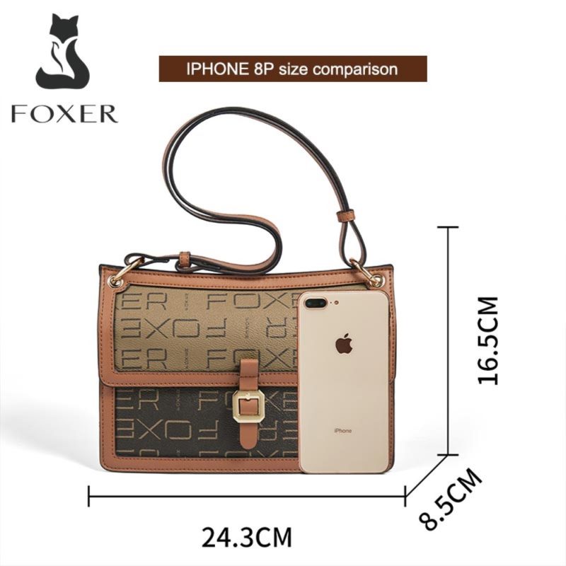 Δερμάτινη Γυναικεία Τσάντα PVC Χιαστί Foxer 9140V089F καφέ