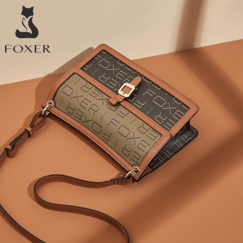 Δερμάτινη Γυναικεία Τσάντα PVC Χιαστί Foxer 9140V089F καφέ