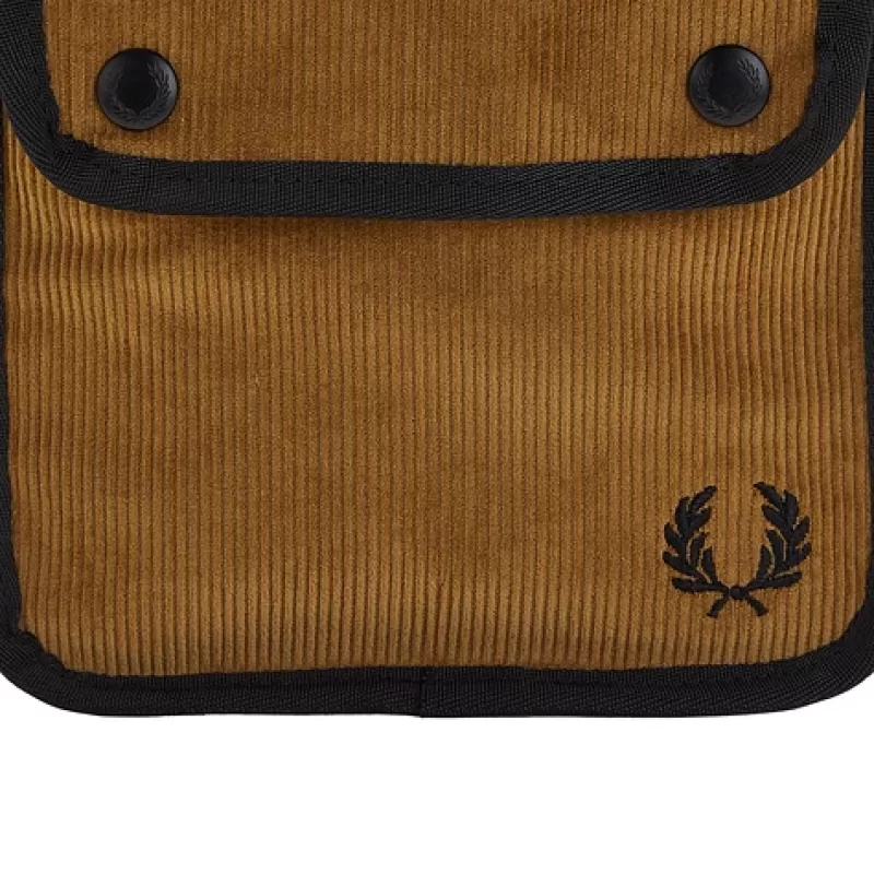 Fred Perry Ανδρικό Τσαντάκι Ώμου Branded Cord Side Bag L5291-450 Μουσταρδί