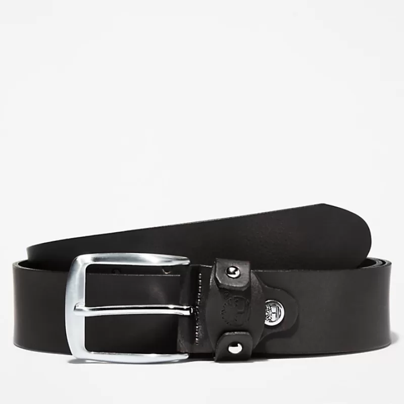 Timberland Ανδρική Δερμάτινη Ζώνη Square-Buckle With Loop TB0A1BY8001 Μαύρο