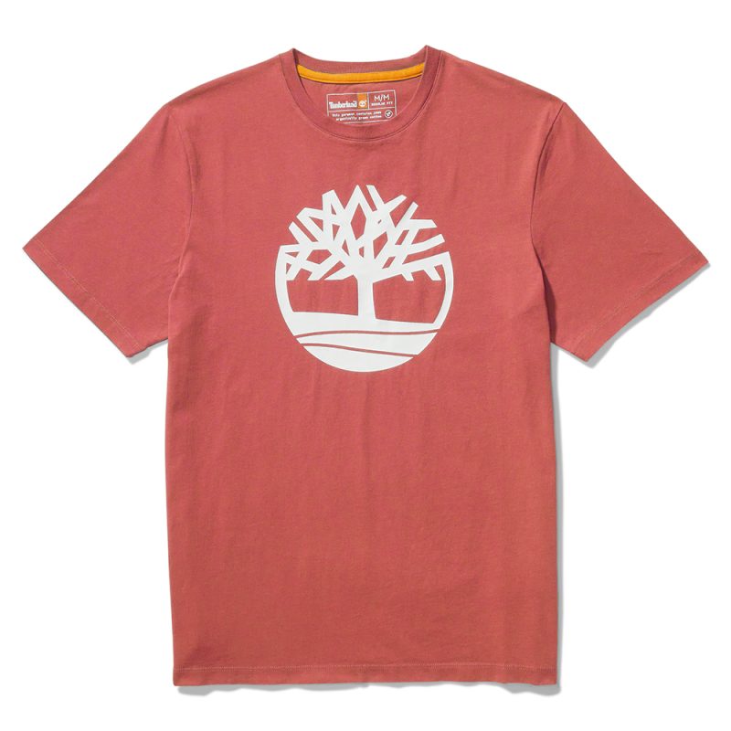 Timberland Ανδρική Μπλούζα T-Shirt River Tree Logo Organic Cotton A2C2R-DH9 Μπορντό
