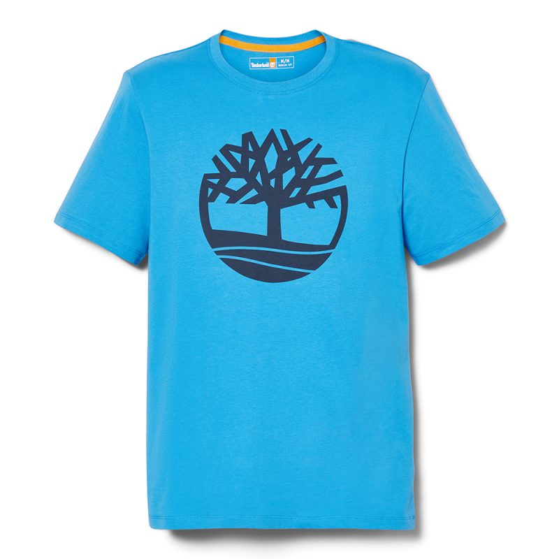 Timberland Ανδρική Μπλούζα T-Shirt River Tree Logo Organic Cotton A2C2R-DJ2 Τυρκουάζ