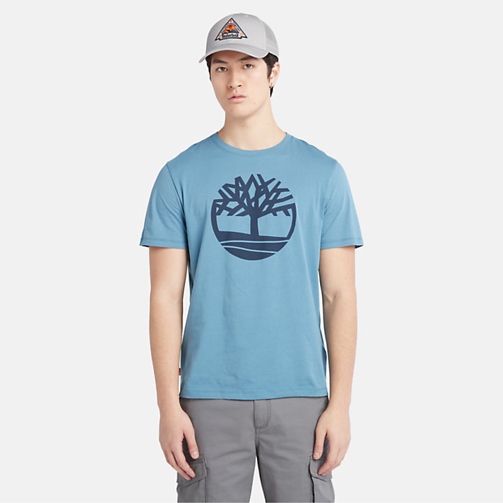 Timberland Ανδρική Μπλούζα T-Shirt River Tree Logo Organic Cotton A2C2R-DJ5 Σιέλ
