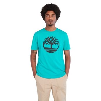 Timberland Ανδρική Μπλούζα T-Shirt River Tree Logo Organic Cotton A2C2R-Ε34 Σμαραγδί