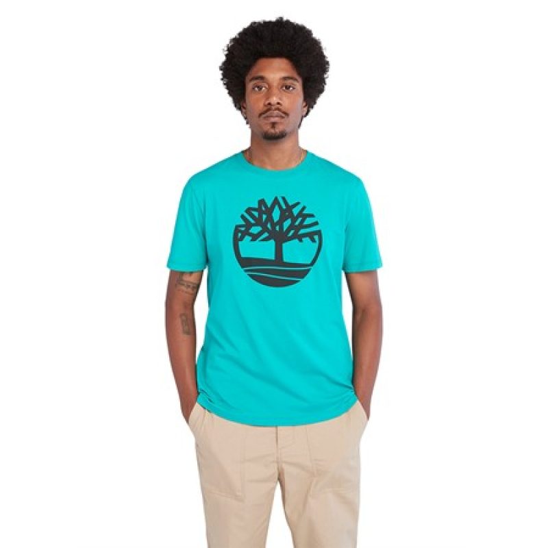 Timberland Ανδρική Μπλούζα T-Shirt River Tree Logo Organic Cotton A2C2R-Ε34 Σμαραγδί