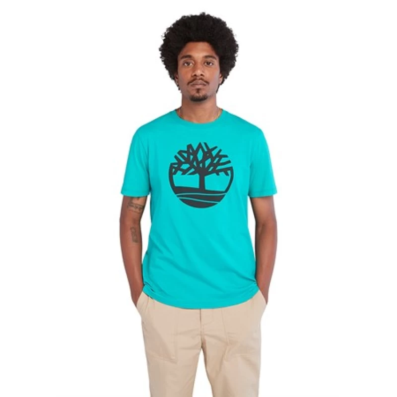 Timberland Ανδρική Μπλούζα T-Shirt River Tree Logo Organic Cotton A2C2R-Ε34 Σμαραγδί