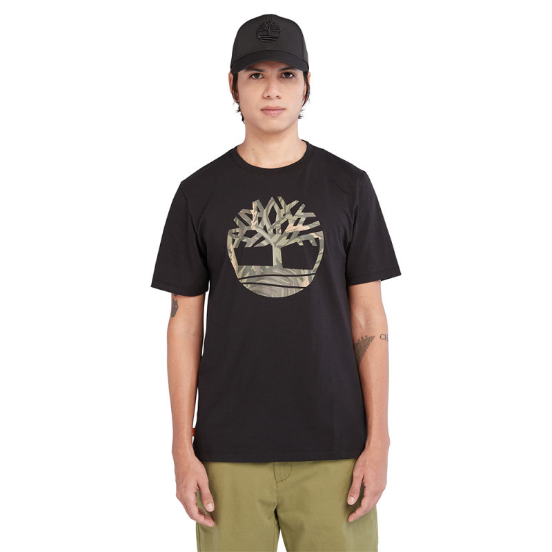 Timberland Ανδρική Μπλούζα T-Shirt SS Tree Logo Camo Tee A68VH-001 Μαύρο