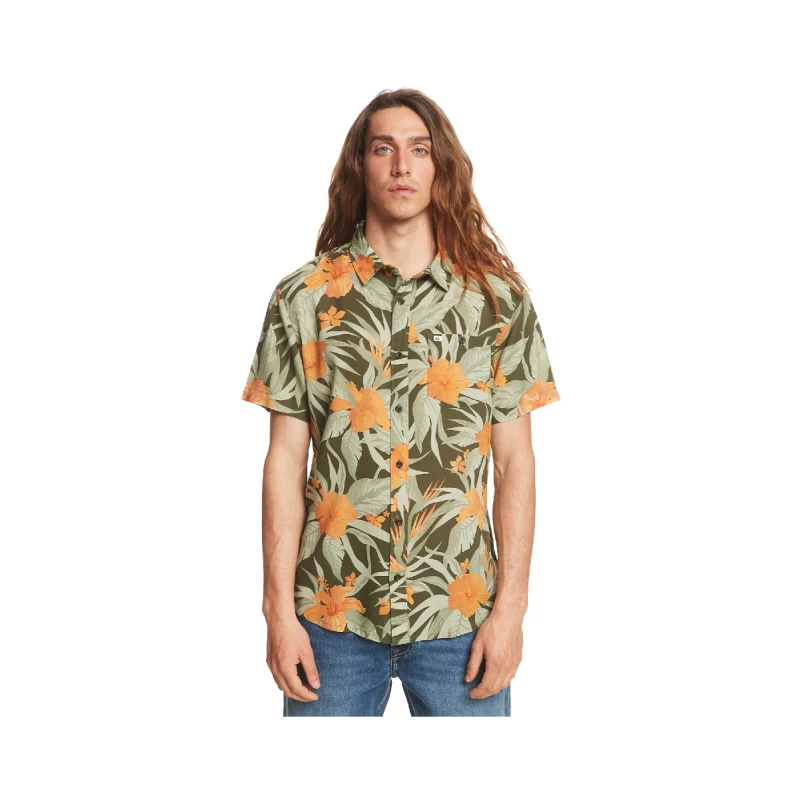 QUIKSILVER Ανδρικό Κοντομάνικο Πουκάμισο Floral EQYWT04476-GPH6 Χακί