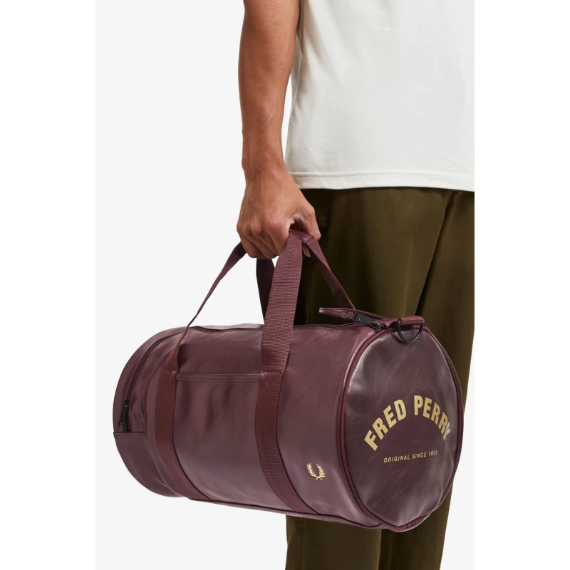 Fred Perry Ανδρική Τσάντα Slide Tonal PU Barrel Bag L7223 -122 Μπορντό