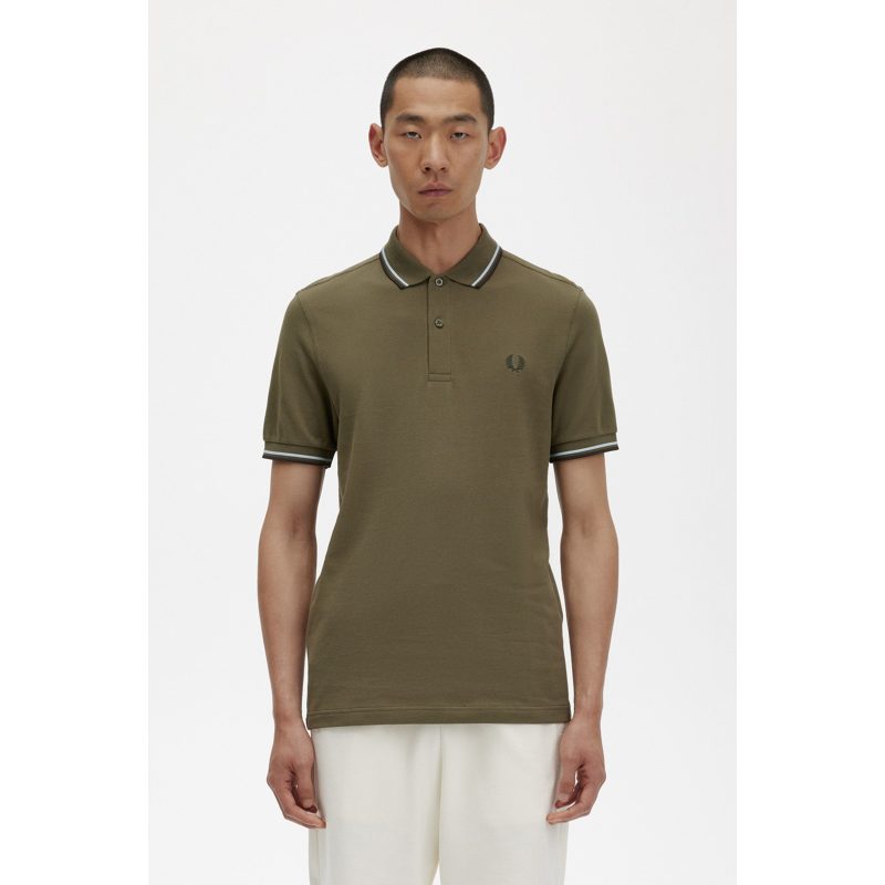 Fred Perry Ανδρική Μπλούζα Twin Tipped Polo M3600-R67 Χακί