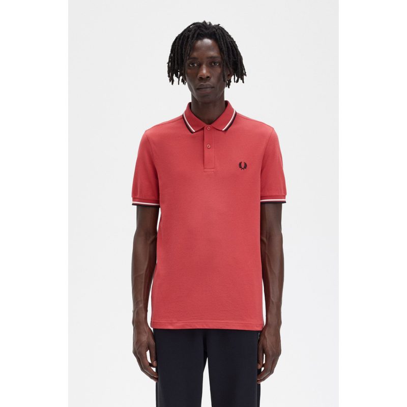 Fred Perry Ανδρική Μπλούζα Twin Tipped Polo M3600-R68 Κοραλί