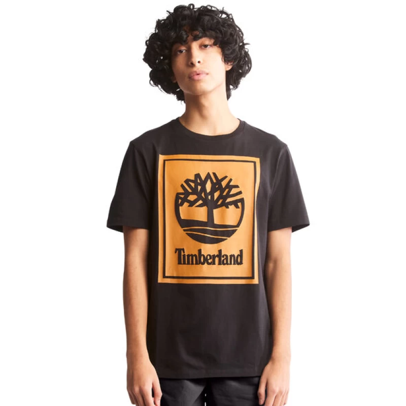 Timberland Ανδρική Μπλούζα T-Shirt SS Stack Logo Tee TB0A6CBTP56 Μαύρο