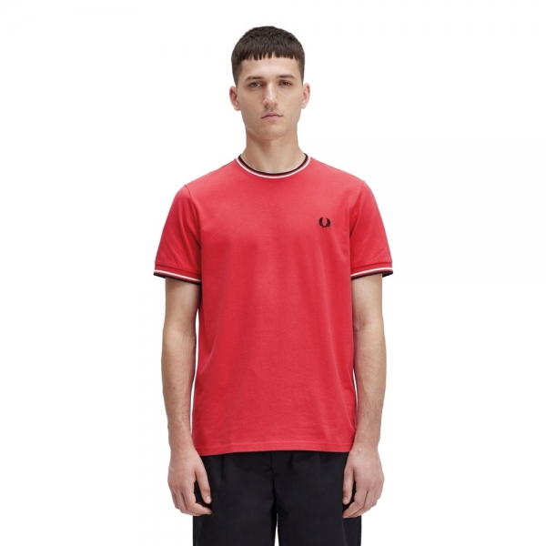 Fred Perry Ανδρική Μπλούζα Τ-Shirt Twin Tipped M1588-279 Κόκκινο