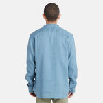 Ανδρικό Πουκάμισο Λινό Mao Timberland Linen Korean Collar Shirt Slim TB0A2DC1DJ5 Μπλέ