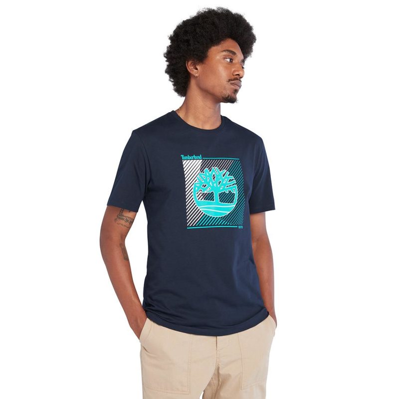 Timberland Ανδρική Μπλούζα T-Shirt SS Logo Graphic Tee A663S-433 Μπλε