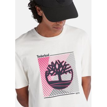 Timberland Ανδρική Μπλούζα T-Shirt SS Logo Graphic Tee A663S-CM9 Εκρού