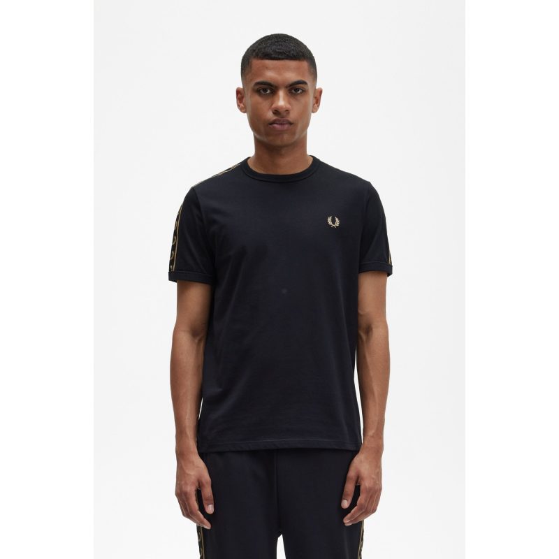 Fred Perry Ανδρικό T-shirt Contrast Tape Ringer M4613-154 Μαύρο