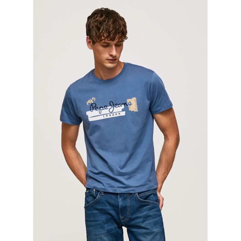 Pepe Jeans Rafa Ανδρική Μπλούζα T-Shirt PM508673-489 Σιέλ