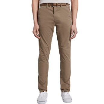 Tom Tailor Ανδρικό Παντελόνι Slim Chino With Belt 1008253-11634 Καφέ