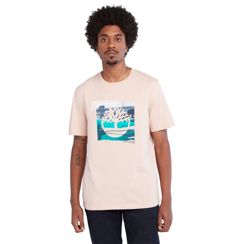Timberland Ανδρική Μπλούζα T-Shirt SS Coast Graphic Tee A65WH-662 Ροζ