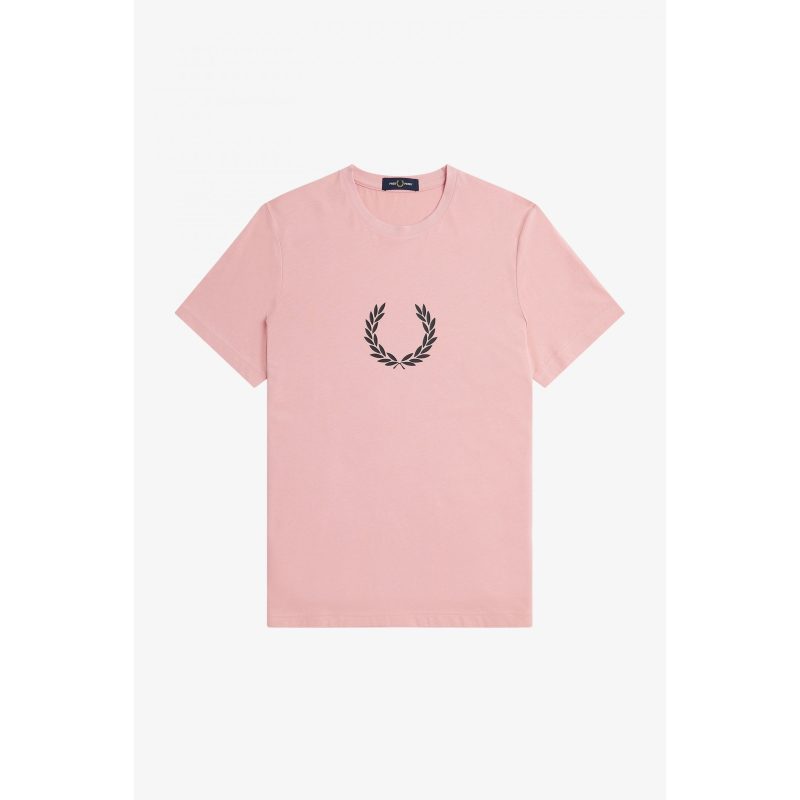 Fred Perry Ανδρική Μπλούζα Τ-Shirt Laurel Wreath Graphic M5632-J10 Ροζ