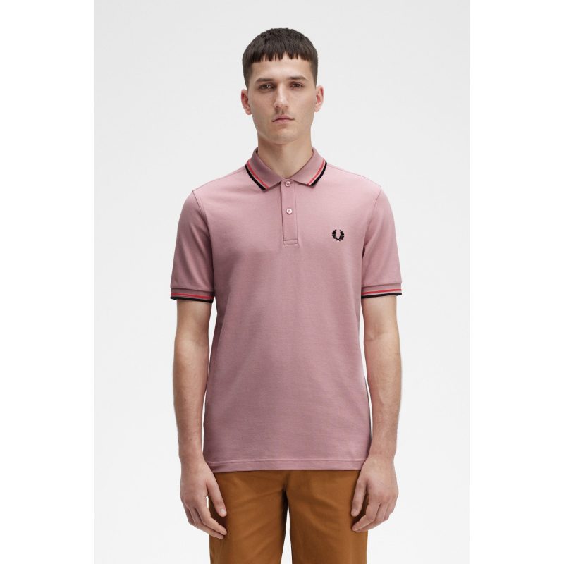 Fred Perry Ανδρική Μπλούζα Twin Tipped Polo M3600-R69 Ροζ