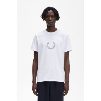 Fred Perry Ανδρικό Reflective Laurel Wreath T-Shirt M5628-100 Λευκό