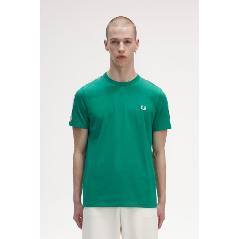 Fred Perry Ανδρικό T-shirt Contrast Tape Ringer M4613-S20 Πράσινο