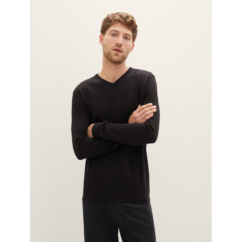 Tom Tailor Ανδρικό Πλεκτό Basic V-Neck Sweater 1012820-29999 Μαύρο