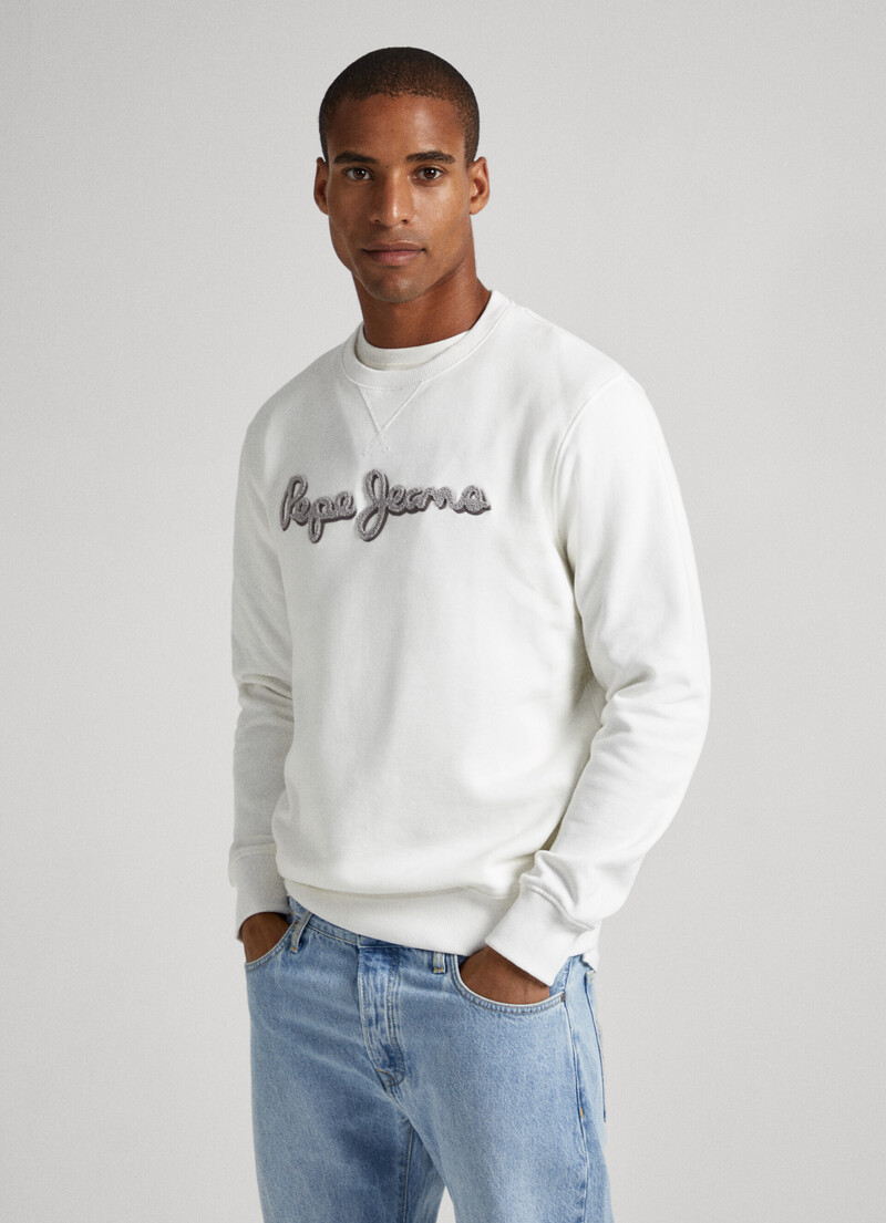 Pepe Jeans Ανδρικό Φούτερ Με Λαιμόκοψη Ryan Crew PM582327-803 Λευκό