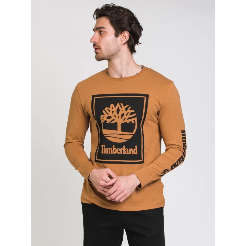 Timberland Ανδρική Μπλούζα Μακρυμάνικη LS Stack Logo Tee TB0A2CMK-P57 Μουσταρδί