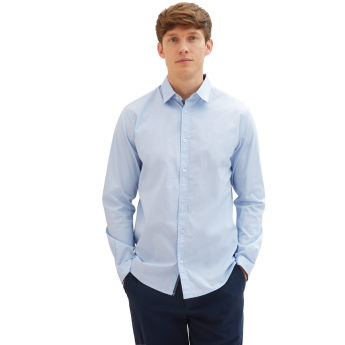 Tom Tailor Ανδρικό Πουκάμισο Stretch Poplin Shirt 1037435-13302 Γαλάζιο