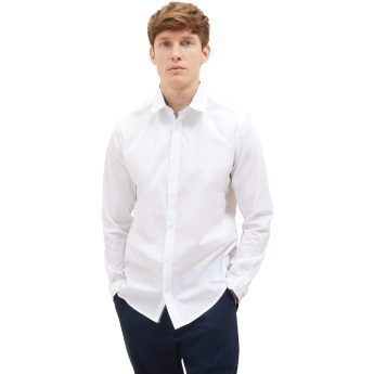 Tom Tailor Ανδρικό Πουκάμισο Stretch Poplin Shirt 1037435-20000 Λευκό