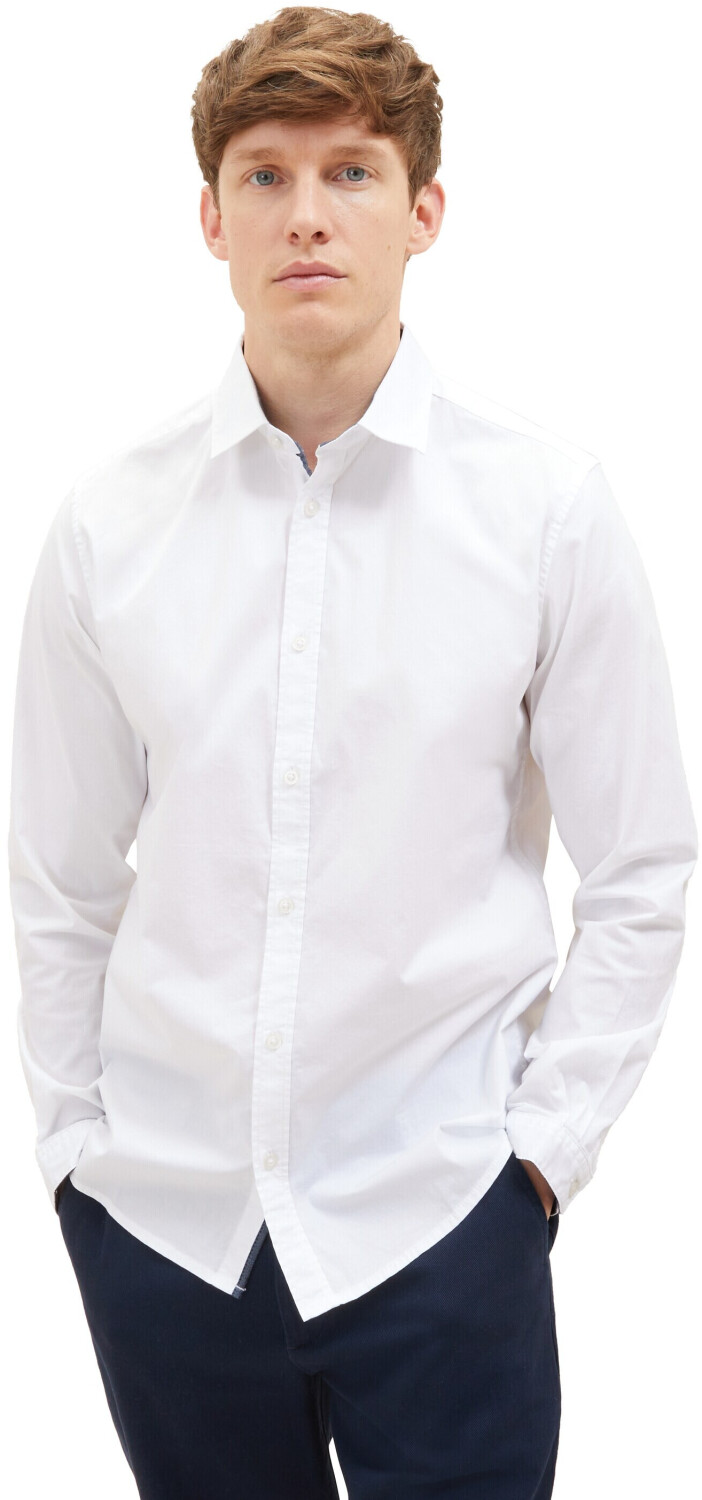 Tom Tailor Ανδρικό Πουκάμισο Stretch Poplin Shirt 1037435-20000 Λευκό