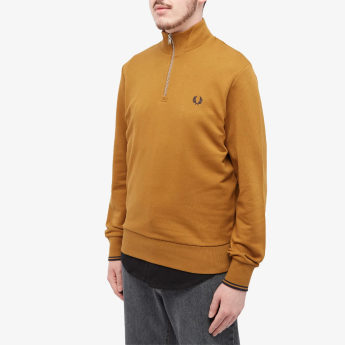 Fred Perry Ανδρικό Φούτερ Με Φερμουάρ Half Zip Sweatshirt M3574-S81 Dark Caramel