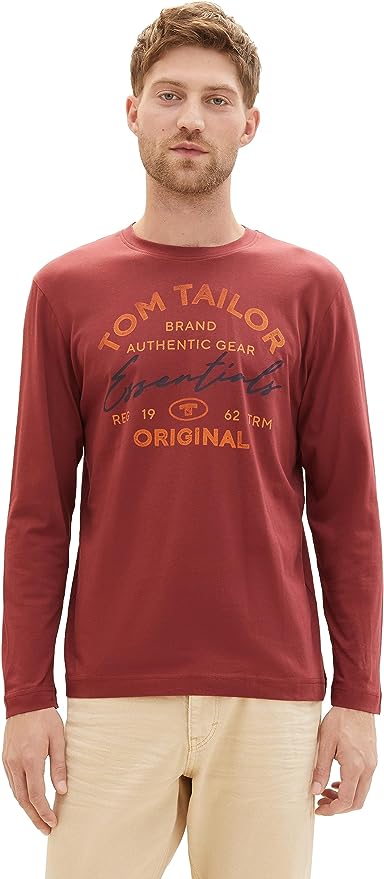 Tom Tailor Ανδρικό T-Shirt Μακρυμάνικο 1037744-32220 Μπορντό