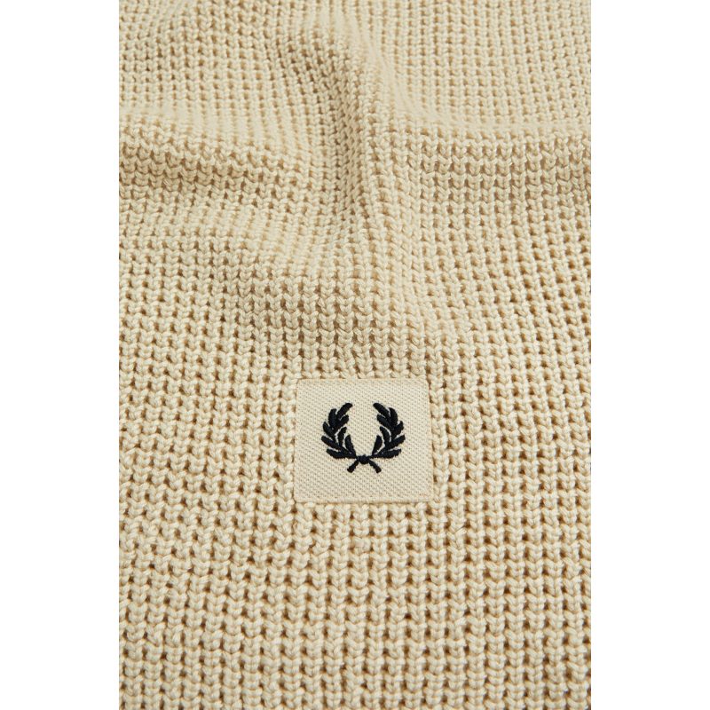 Fred Perry Κασκόλ Waffle Knit Ribbed Scarf C6138-TO4 Εκρού