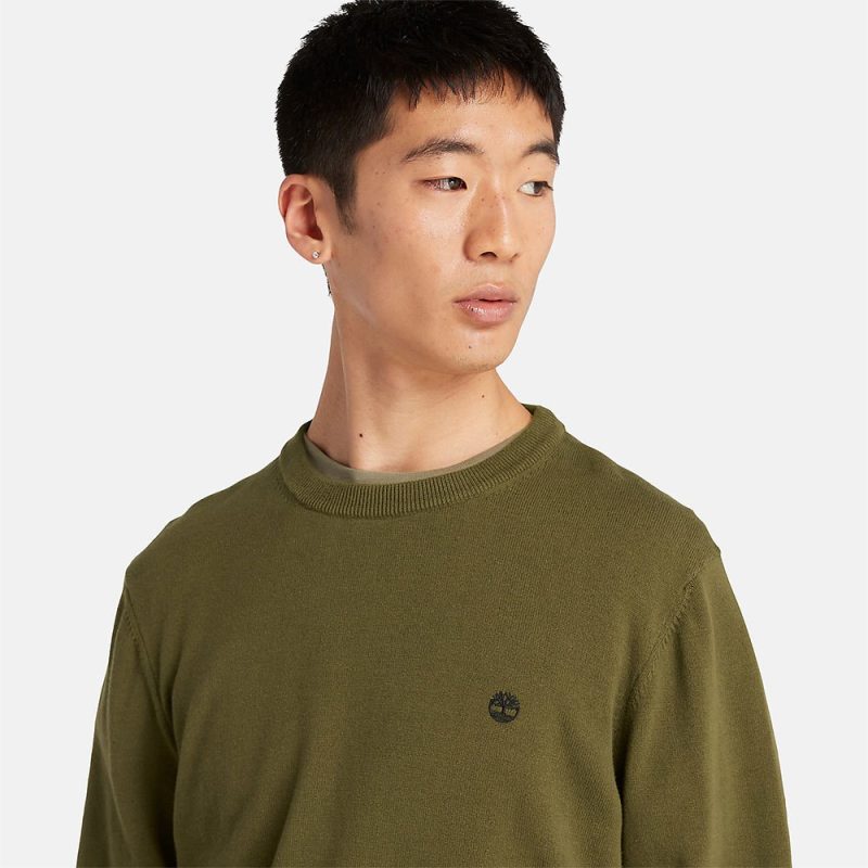 Timberland Ανδρικό Πουλόβερ LS Williams River Cotton YD Crew Sweater Regular TB0A2BMM-302 Πράσινο