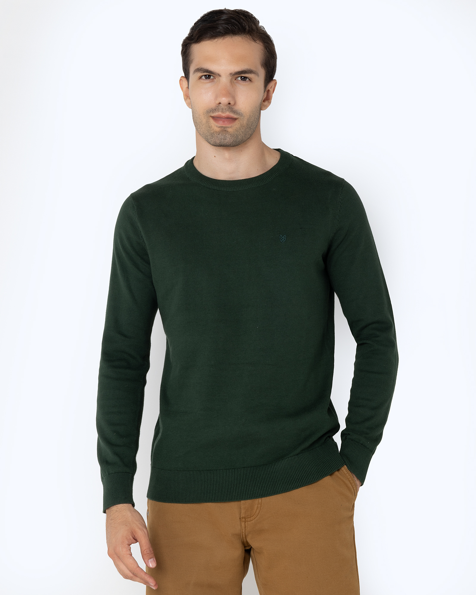 The Bostonians Ανδρικό Πουλόβερ Classic Crew Neck Jumper 3MO1009-B133DG Πράσινο