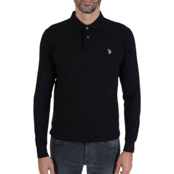 U.S. Polo Assn. Ανδρική Μπλούζα Μακρυμάνικη Polo 6670949785-199 Μαύρη