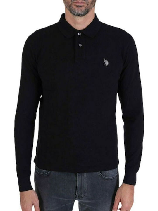 U.S. Polo Assn. Ανδρική Μπλούζα Μακρυμάνικη Polo 6670949785-199 Μαύρη