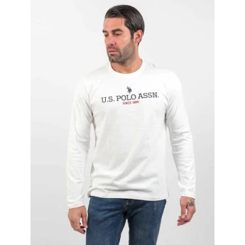Us Polo Assn. Ανδρικό T-Shirt Μακρυμάνικο Joel 168 66772 52956-101 Λευκό