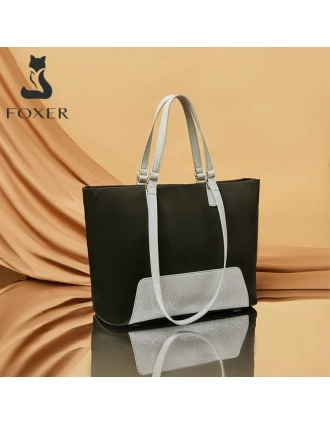 Υφασμάτινη Γυναικεία Τσάντα Shopper  Ωμου Foxer 9136060F μαύρο