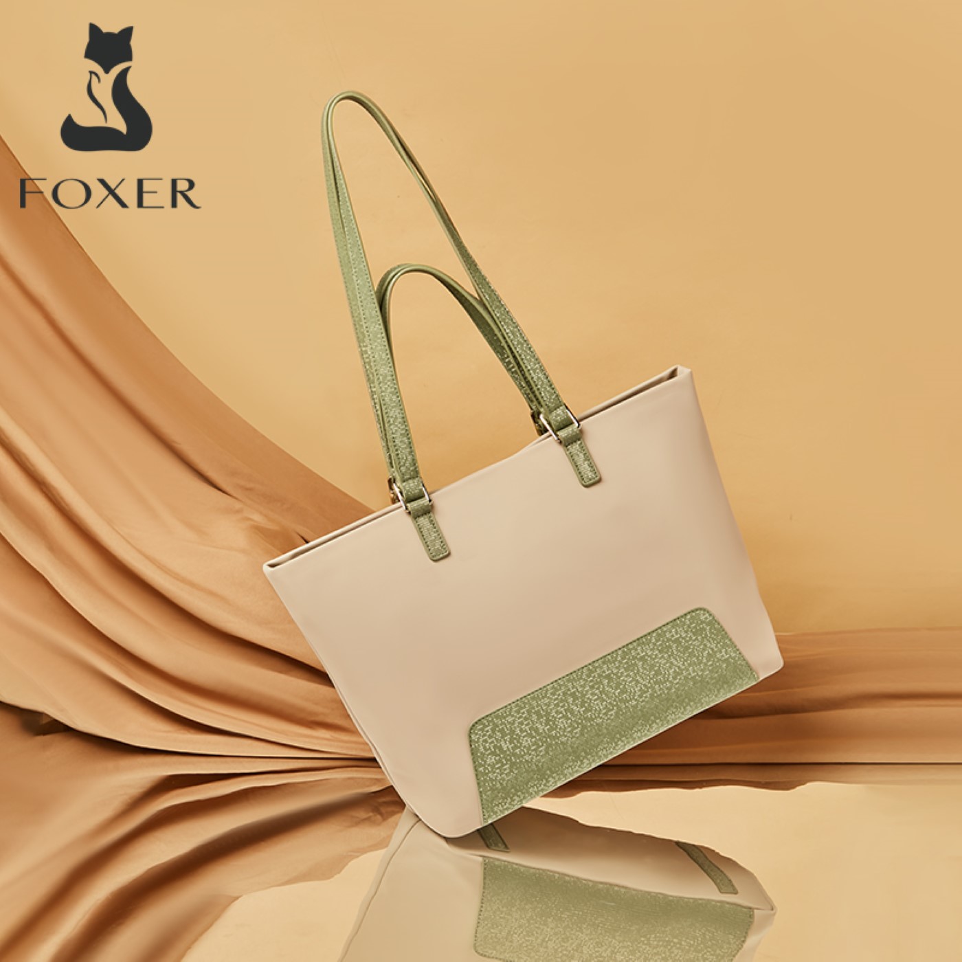 Υφασμάτινη Γυναικεία Τσάντα Shopper  Ωμου Foxer 9136060F μπέζ