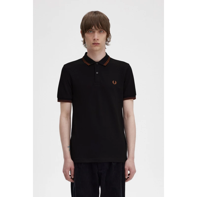 Fred Perry Ανδρική Μπλούζα Twin Tipped Polo M3600-U35 Μαύρο
