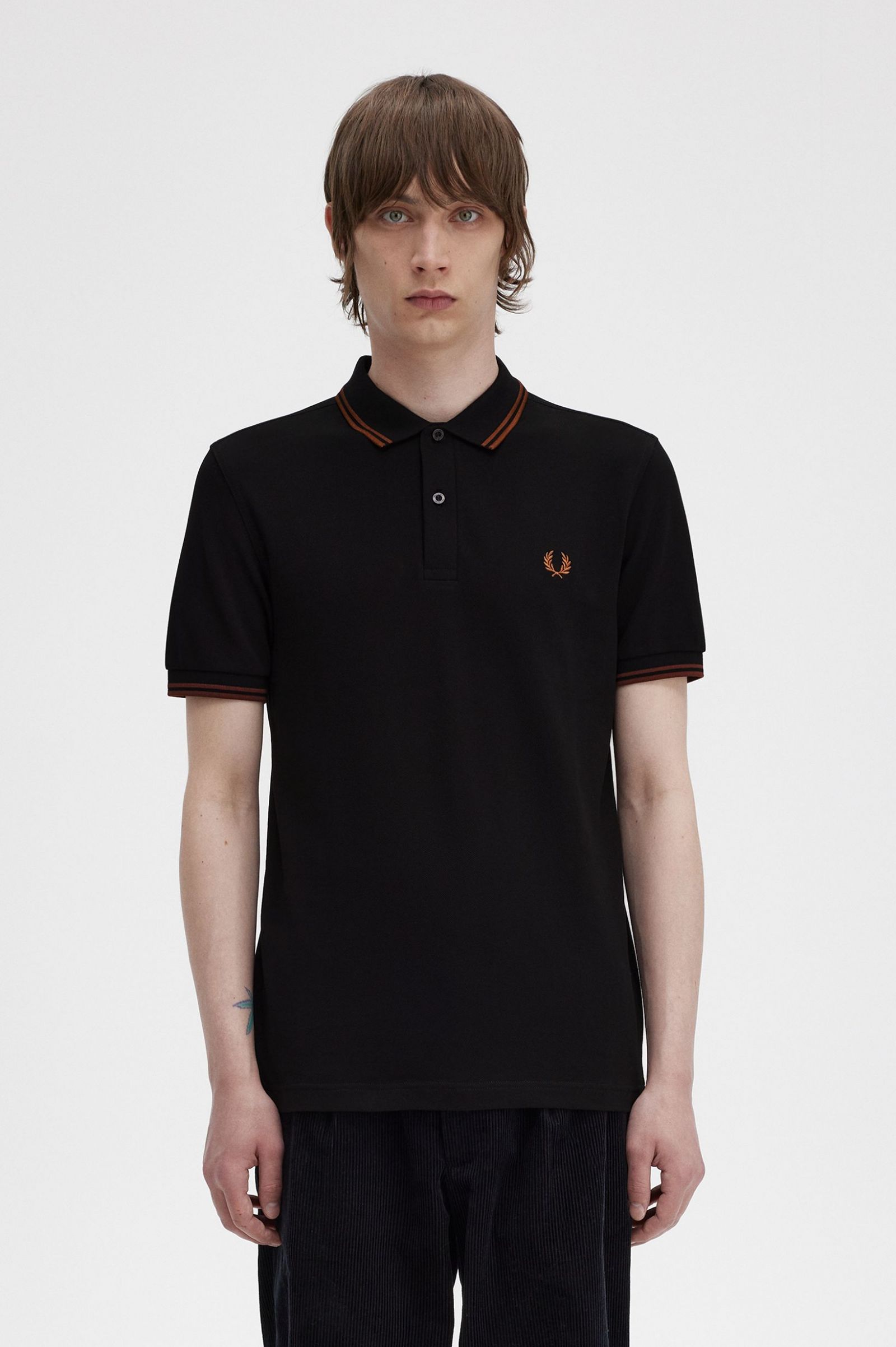 Fred Perry Ανδρική Μπλούζα Twin Tipped Polo M3600-U35 Μαύρο