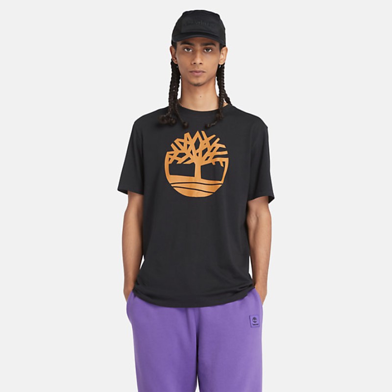 Timberland Ανδρική Μπλούζα T-Shirt River Tree Logo TB0A2C2RP56 Μαύρο